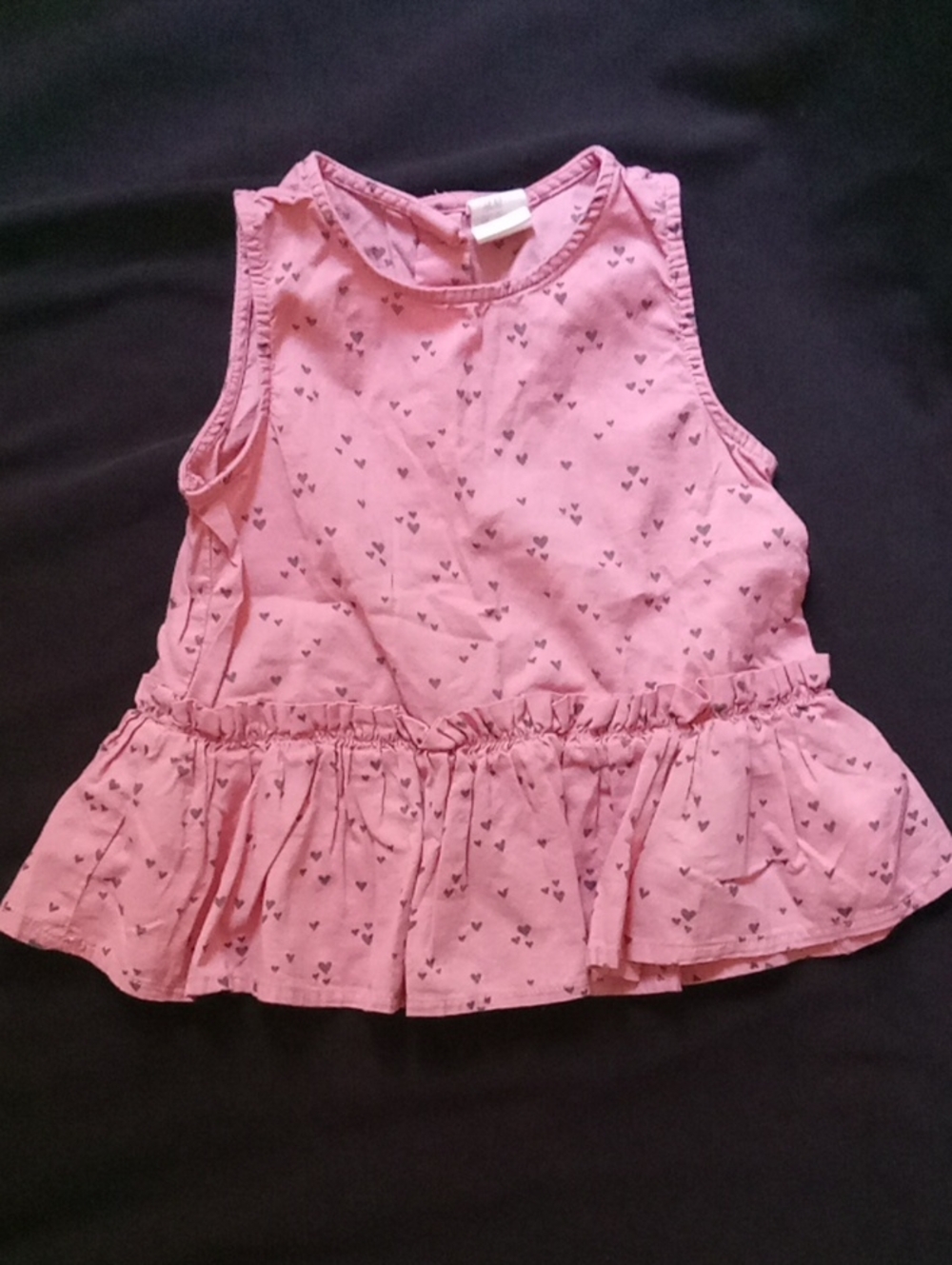 H&M Pink Heart Print Peplum Tank Top